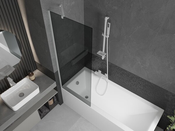 Mexen Next, paravan de baie 1 aripă 70 x 150 cm, aripă fixă, sticlă gri 6 mm, profil alb, 895-070-000-00-40-20