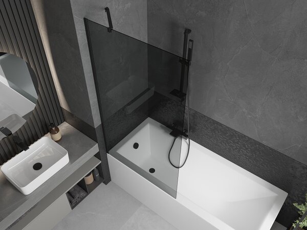 Mexen Next, paravan de baie 1 aripă 90 x 150 cm, aripă fixă, sticlă gri 6 mm, profil negru, 895-090-000-00-40-70