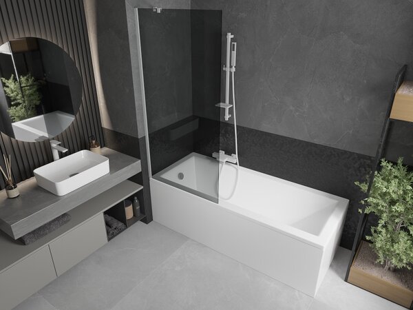 Mexen Next, paravan de baie 1 aripă 80 x 150 cm, aripă fixă, sticlă gri 6 mm, profil alb, 895-080-000-00-40-20