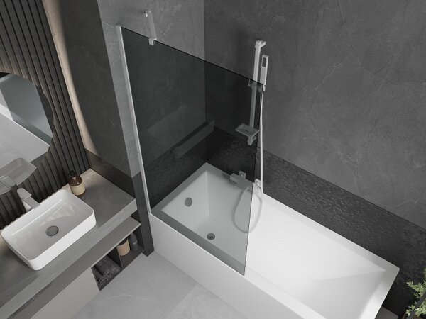 Mexen Next, paravan de baie 1 aripă 90 x 150 cm, aripă fixă, sticlă gri 6 mm, profil alb, 895-090-000-00-40-20