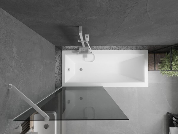 Mexen Next, paravan de baie 1 aripă 80 x 150 cm, aripă fixă, sticlă gri 6 mm, profil alb, 895-080-000-00-40-20