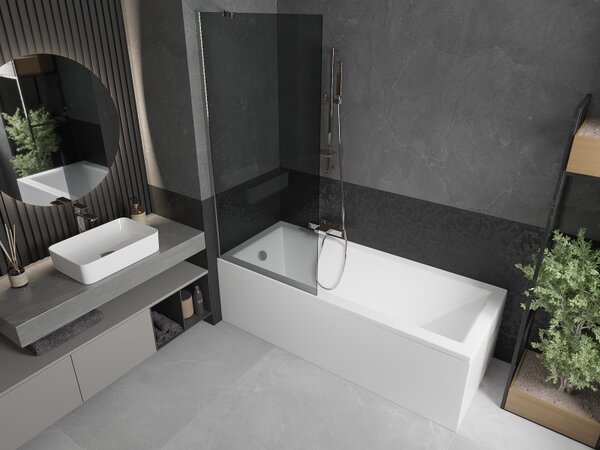 Mexen Next, paravan de baie 1 aripă 80 x 150 cm, aripă fixă, sticlă gri 6 mm, profil cromat, 895-080-000-00-40-01