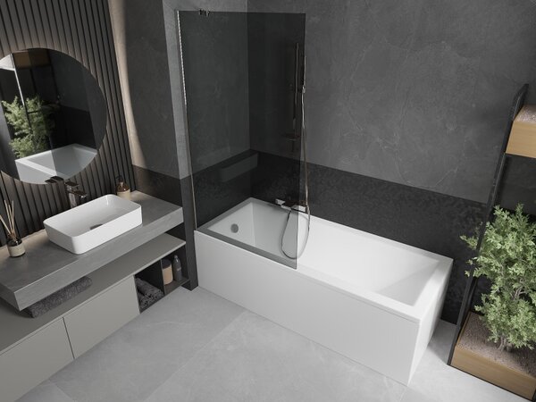 Mexen Next, paravan de baie 1 aripă 90 x 150 cm, aripă fixă, sticlă gri 6 mm, profil cromat, 895-090-000-00-40-01