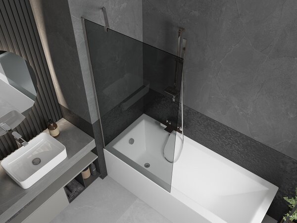 Mexen Next, paravan de baie 1 aripă 90 x 150 cm, aripă fixă, sticlă gri 6 mm, profil cromat, 895-090-000-00-40-01