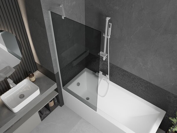 Mexen Next, paravan de baie 1 aripă 80 x 150 cm, aripă fixă, sticlă gri 6 mm, profil alb, 895-080-000-00-40-20