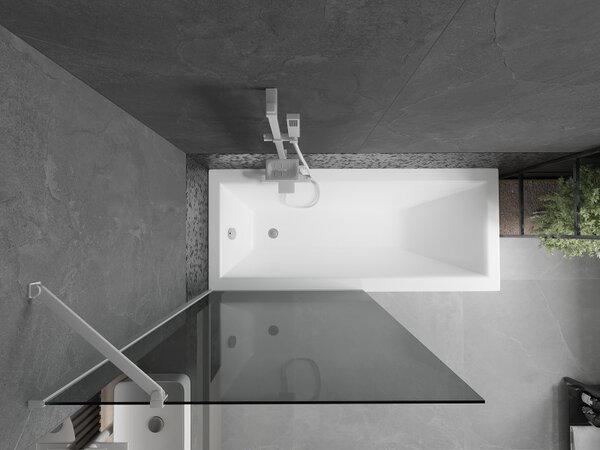 Mexen Next, paravan de baie 1 aripă 90 x 150 cm, aripă fixă, sticlă gri 6 mm, profil alb, 895-090-000-00-40-20