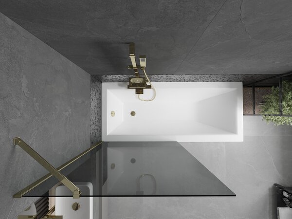 Mexen Next, paravan de baie 1 aripă 90 x 150 cm, aripă fixă, sticlă gri 6 mm, profil auriu, 895-090-000-00-40-50