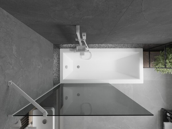 Mexen Next, paravan de baie 1 aripă 100 x 150 cm, aripă fixă, sticlă gri 6 mm, profil alb, 895-100-000-00-40-20