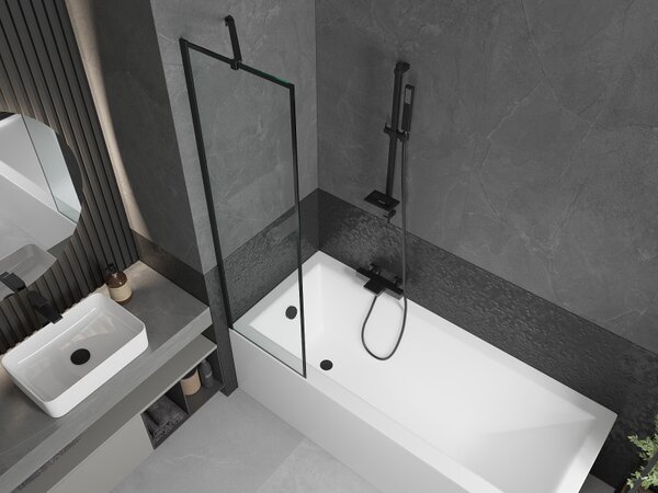 Mexen Next, paravan de baie 1 aripă 50 x 150 cm, aripă fixă, sticlă transparentă de 6 mm cu model negru, profil negru, 895-050-000-00-70-70
