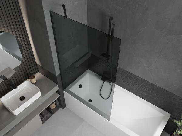 Mexen Next, paravan de baie 1 aripă 100 x 150 cm, aripă fixă, sticlă gri 6 mm, profil negru, 895-100-000-00-40-70