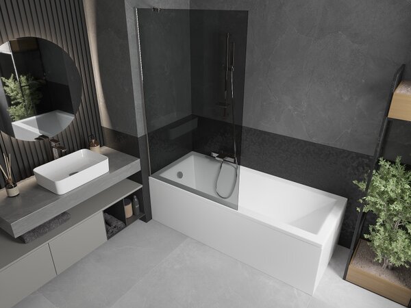 Mexen Next, paravan de baie 1 aripă 100 x 150 cm, aripă fixă, sticlă gri 6 mm, profil cromat, 895-100-000-00-40-01