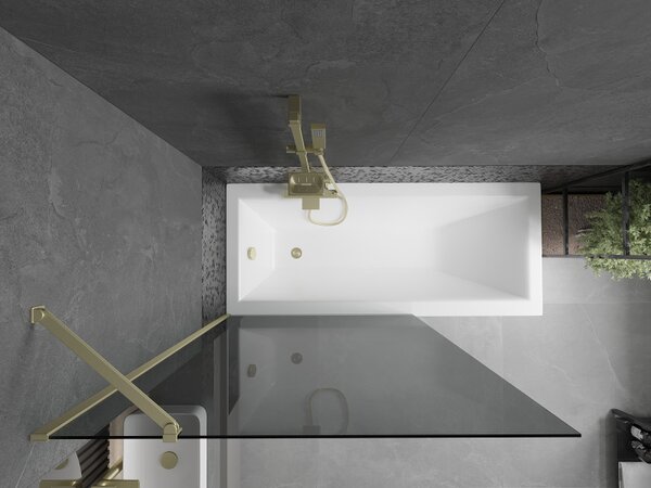 Mexen Next, paravan de baie 1 aripă 100 x 150 cm, aripă fixă, sticlă gri 6 mm, profil auriu, 895-100-000-00-40-50