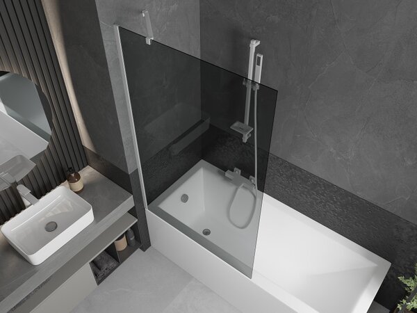 Mexen Next, paravan de baie 1 aripă 100 x 150 cm, aripă fixă, sticlă gri 6 mm, profil alb, 895-100-000-00-40-20