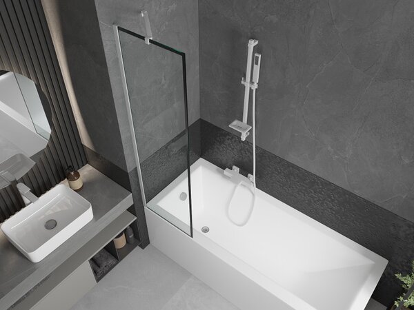 Mexen Next, paravan de baie 1 aripă 50 x 150 cm, aripă fixă, sticlă transparentă de 6 mm cu model negru, profil alb, 895-050-000-00-70-20