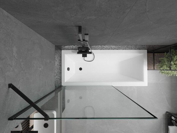 Mexen Next, paravan de baie 1 aripă 70 x 150 cm, aripă fixă, sticlă transparentă de 6 mm cu model negru, profil negru, 895-070-000-00-70-70