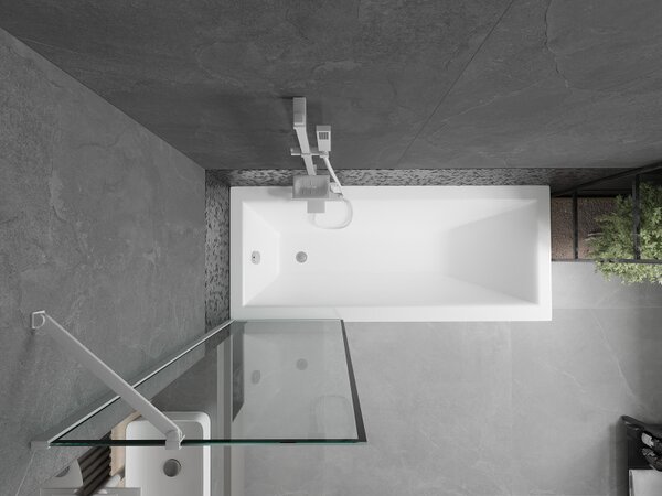 Mexen Next, paravan de baie 1 aripă 60 x 150 cm, aripă fixă, sticlă transparentă de 6 mm cu model negru, profil alb, 895-060-000-00-70-20