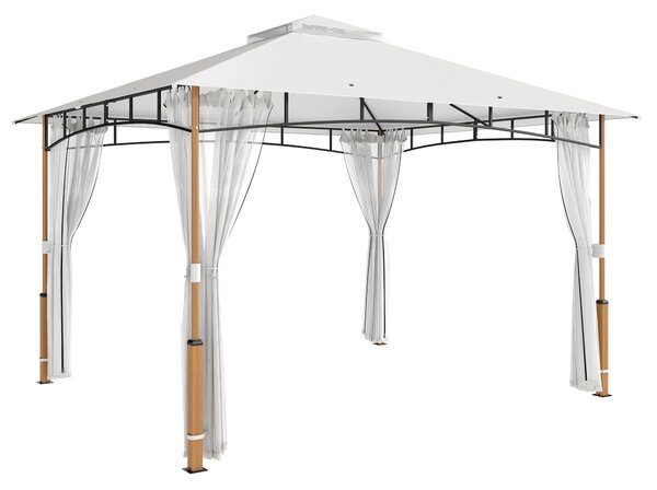 Outsunny Foișor 3 x 3.6 m, Acoperiș Dublu UPF50+ cu Plasă, Crem | Aosom Romania