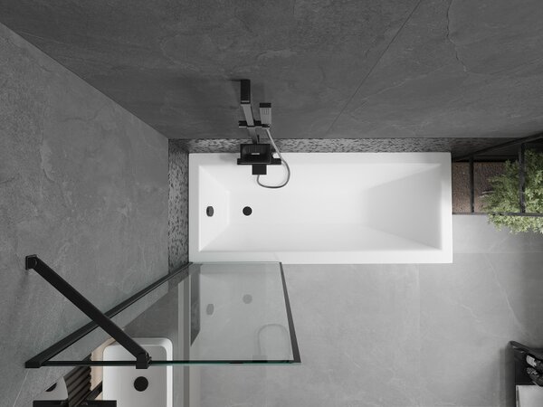 Mexen Next, paravan de baie 1 aripă 60 x 150 cm, aripă fixă, sticlă transparentă de 6 mm cu model negru, profil negru, 895-060-000-00-70-70