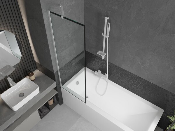 Mexen Next, paravan de baie 1 aripă 60 x 150 cm, aripă fixă, sticlă transparentă de 6 mm cu model negru, profil alb, 895-060-000-00-70-20