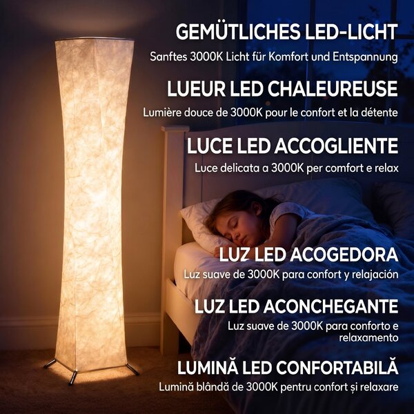 HOMCOM Lampă de Podea Modernă cu Întrerupător de Picior, din Oțel și Plastic, 25x25x129 cm, Alb și Argintiu | Aosom Romania