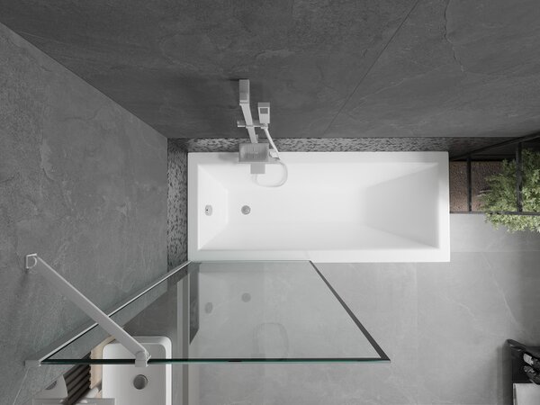 Mexen Next, paravan de baie 1 aripă 80 x 150 cm, aripă fixă, sticlă transparentă de 6 mm cu model negru, profil alb, 895-080-000-00-0-20