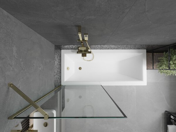 Mexen Next, paravan de baie 1 aripă 80 x 150 cm, aripă fixă, sticlă transparentă de 6 mm cu model negru, profil auriu, 895-080-000-00-70-50