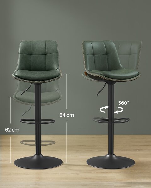 Set 2 buc. Scaune de bar Vasagle Verde padure 44x48x112 cm