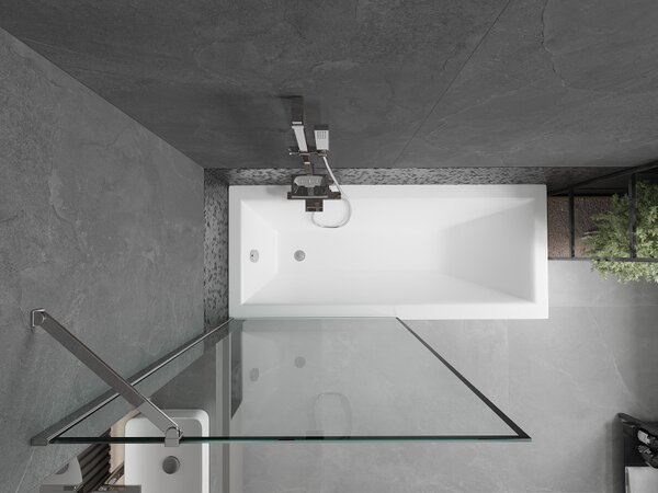 Mexen Next, paravan de baie 1 aripă 90 x 150 cm, aripă fixă, sticlă transparentă de 6 mm cu model negru, profil cromat, 895-090-000-00-70-01