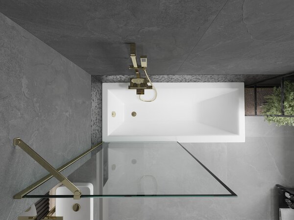 Mexen Next, paravan de baie 1 aripă 100 x 150 cm, aripă fixă, sticlă transparentă de 6 mm cu model negru, profil auriu, 895-100-000-00-70-50