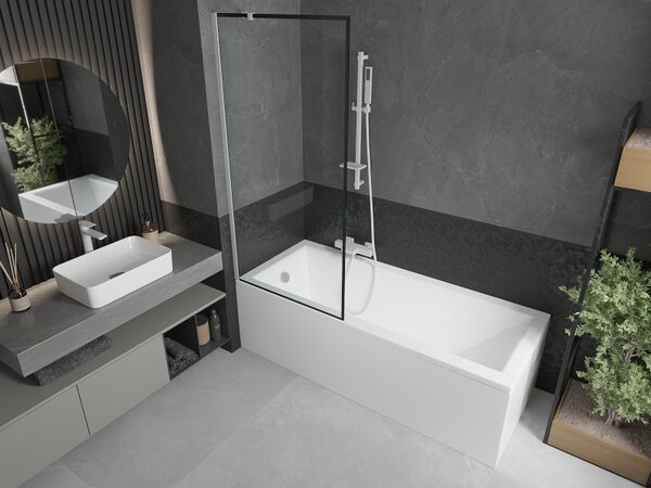 Mexen Next, paravan de baie 1 aripă 80 x 150 cm, aripă fixă, sticlă transparentă de 6 mm cu model negru, profil alb, 895-080-000-00-0-20