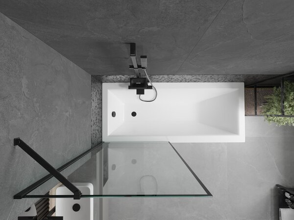 Mexen Next, paravan de baie 1 aripă 80 x 150 cm, aripă fixă, sticlă transparentă de 6 mm cu model negru, profil negru, 895-080-000-00-70-70