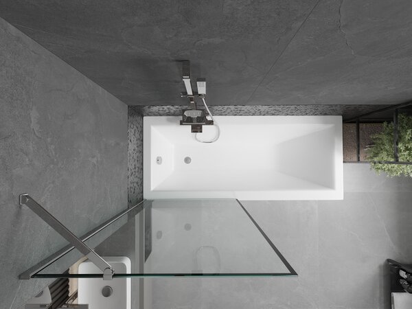 Mexen Next, paravan de baie 1 aripă 80 x 150 cm, aripă fixă, sticlă transparentă de 6 mm cu model negru, profil cromat, 895-080-000-00-70-01