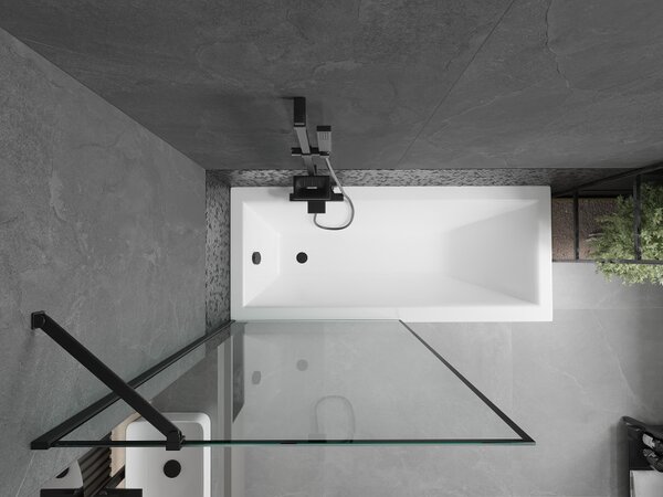 Mexen Next, paravan de baie 1 aripă 90 x 150 cm, aripă fixă, sticlă transparentă de 6 mm cu model negru, profil negru, 895-090-000-00-70-70