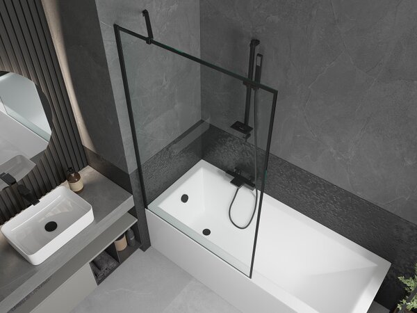 Mexen Next, paravan de baie 1 aripă 100 x 150 cm, aripă fixă, sticlă transparentă de 6 mm cu model negru, profil negru, 895-100-000-00-70-70