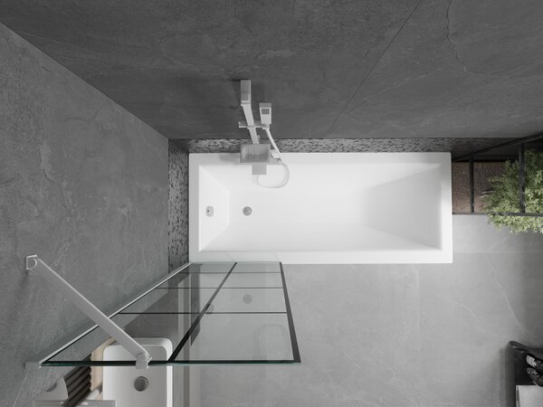 Mexen Next, paravan de baie 1 aripă 60 x 150 cm, aripă fixă, sticlă transparentă de 6 mm cu model negru, profil alb, 895-060-000-00-77-20