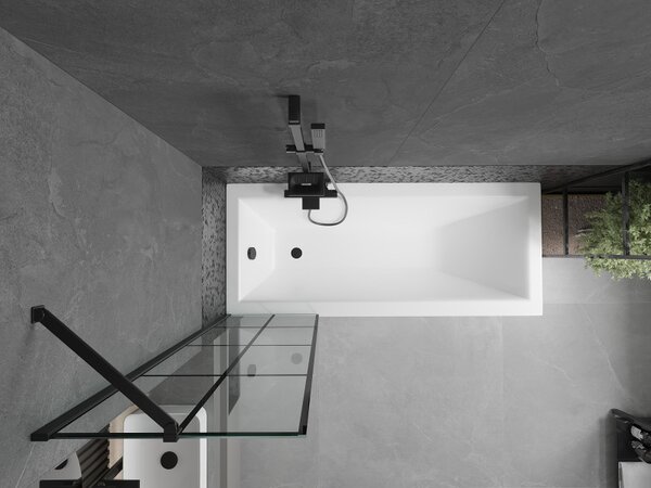 Mexen Next, paravan de baie 1 aripă 50 x 150 cm, aripă fixă, sticlă transparentă de 6 mm cu model negru, profil negru, 895-050-000-00-77-70