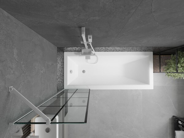 Mexen Next, paravan de baie 1 aripă 50 x 150 cm, aripă fixă, sticlă transparentă de 6 mm cu model negru, profil alb, 895-050-000-00-77-20