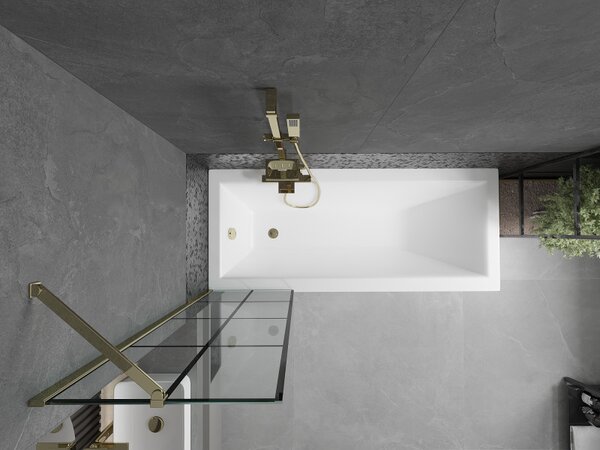 Mexen Next, paravan de baie 1 aripă 50 x 150 cm, aripă fixă, sticlă transparentă de 6 mm cu model negru, profil auriu, 895-050-000-00-77-50