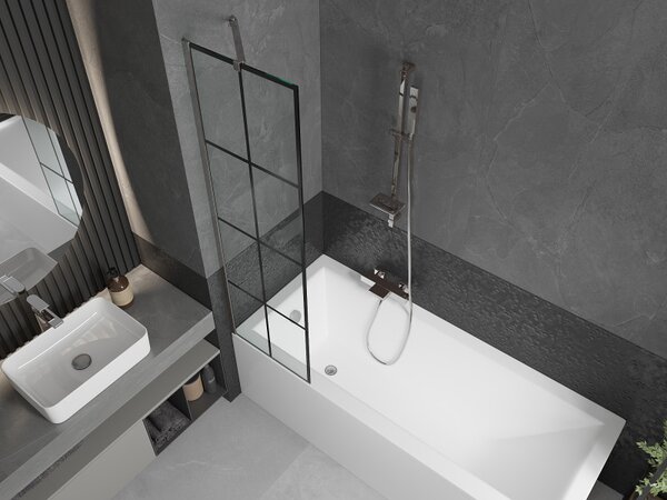 Mexen Next, paravan de baie 1 aripă 50 x 150 cm, aripă fixă, sticlă transparentă de 6 mm cu model negru, profil cromat, 895-050-000-00-77-01