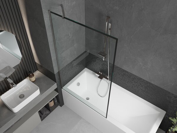 Mexen Next, paravan de baie 1 aripă 100 x 150 cm, aripă fixă, sticlă transparentă de 6 mm cu model negru, profil cromat, 895-100-000-00-70-01