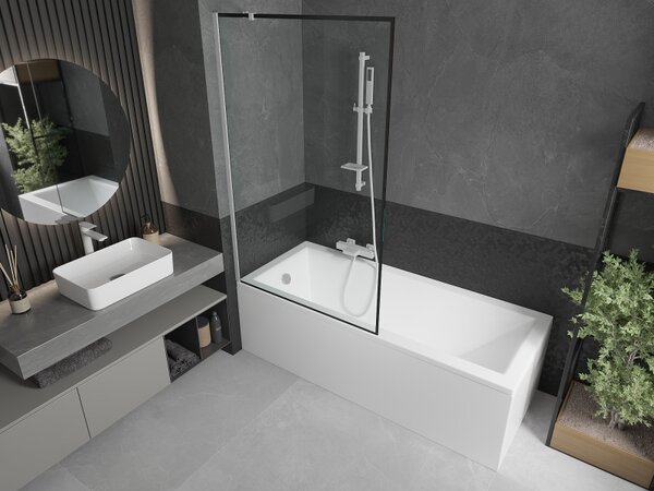 Mexen Next, paravan de baie 1 aripă 100 x 150 cm, aripă fixă, sticlă transparentă de 6 mm cu model negru, profil alb, 895-100-000-00-70-20