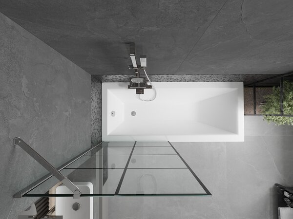 Mexen Next, paravan de baie 1 aripă 80 x 150 cm, aripă fixă, sticlă transparentă de 6 mm cu model negru, profil cromat, 895-080-000-00-77-01