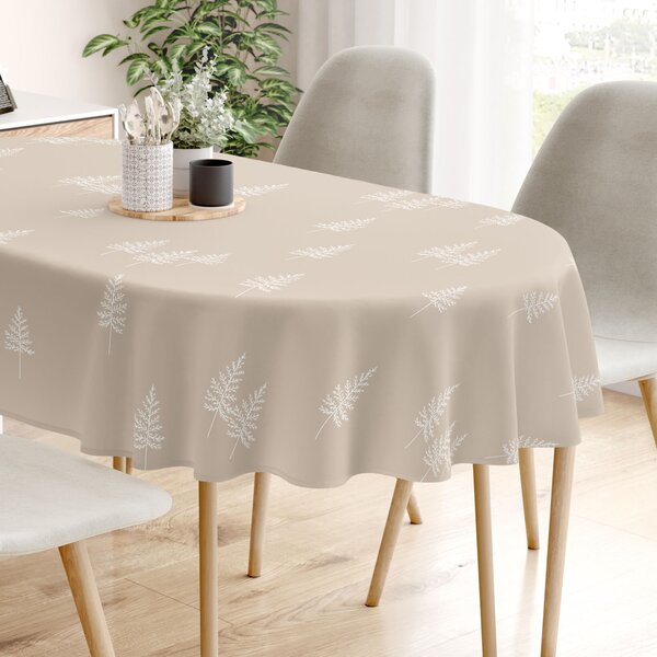 Goldea față de masă de crăciun 100% bumbac - brazi nordici - ovală 140 x 180 cm