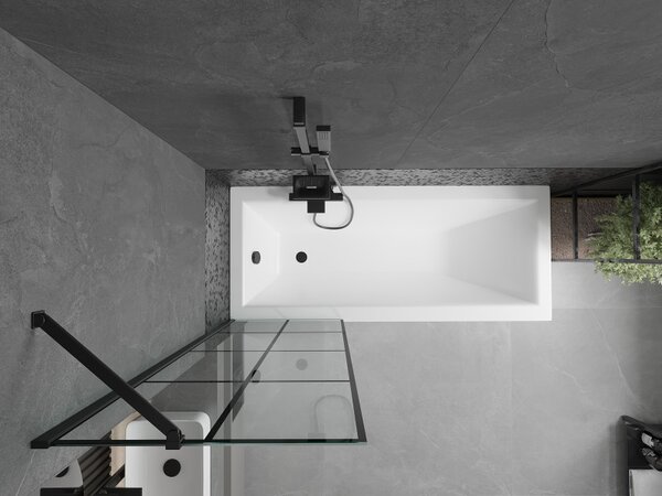 Mexen Next, paravan de baie 1 aripă 60 x 150 cm, aripă fixă, sticlă transparentă de 6 mm cu model negru, profil negru, 895-060-000-00-77-70