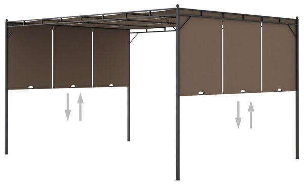 Pavilion de grădină cu perdea laterală, gri taupe, 4x3x2,25 m