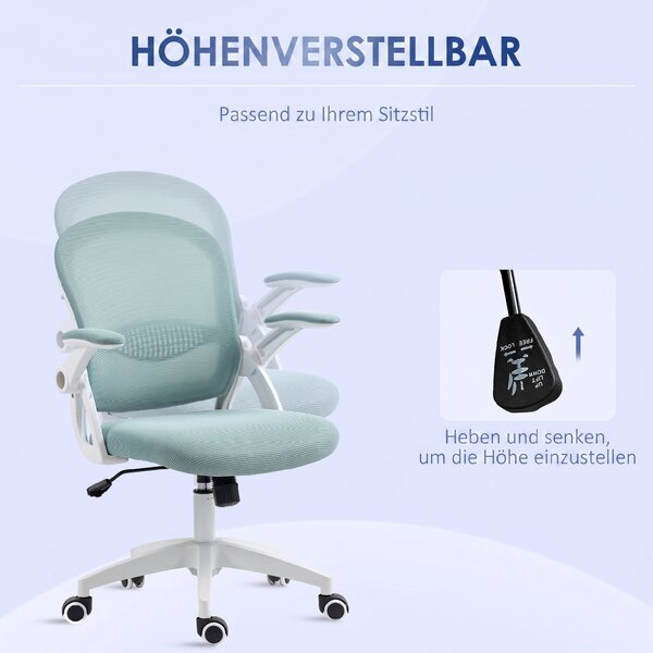 Vinsetto Scaun Birou Ergonomic Albastru Dimensiuni Variabile Suport Lombar Integrat | Aosom Romania