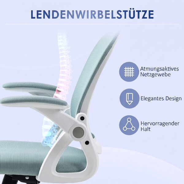 Vinsetto Scaun Birou Ergonomic Albastru Dimensiuni Variabile Suport Lombar Integrat | Aosom Romania