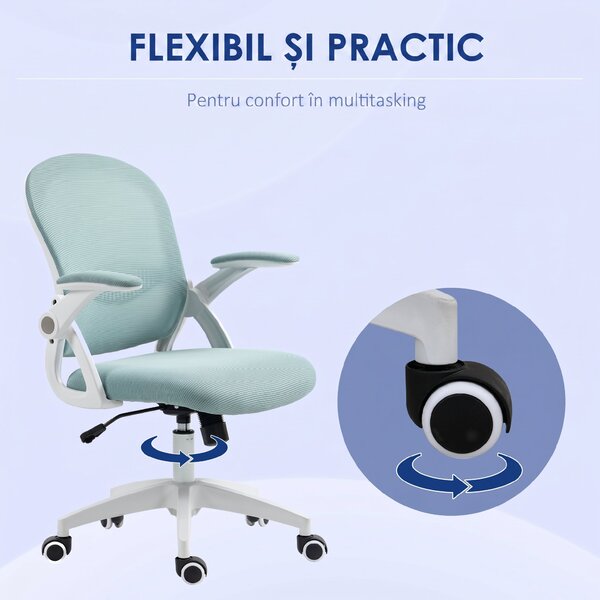 Vinsetto Scaun Birou Ergonomic Albastru Dimensiuni Variabile Suport Lombar Integrat | Aosom Romania