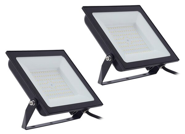 PRIOS Prios LED spot exterior Maikel, 100 W, metal, set de 2 buc, Negru, Aluminiu, Modern