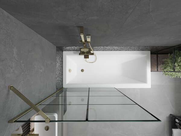 Mexen Next, paravan de baie 1 aripă 100 x 150 cm, aripă fixă, sticlă transparentă de 6 mm cu model negru, profil auriu, 895-100-000-00-77-50